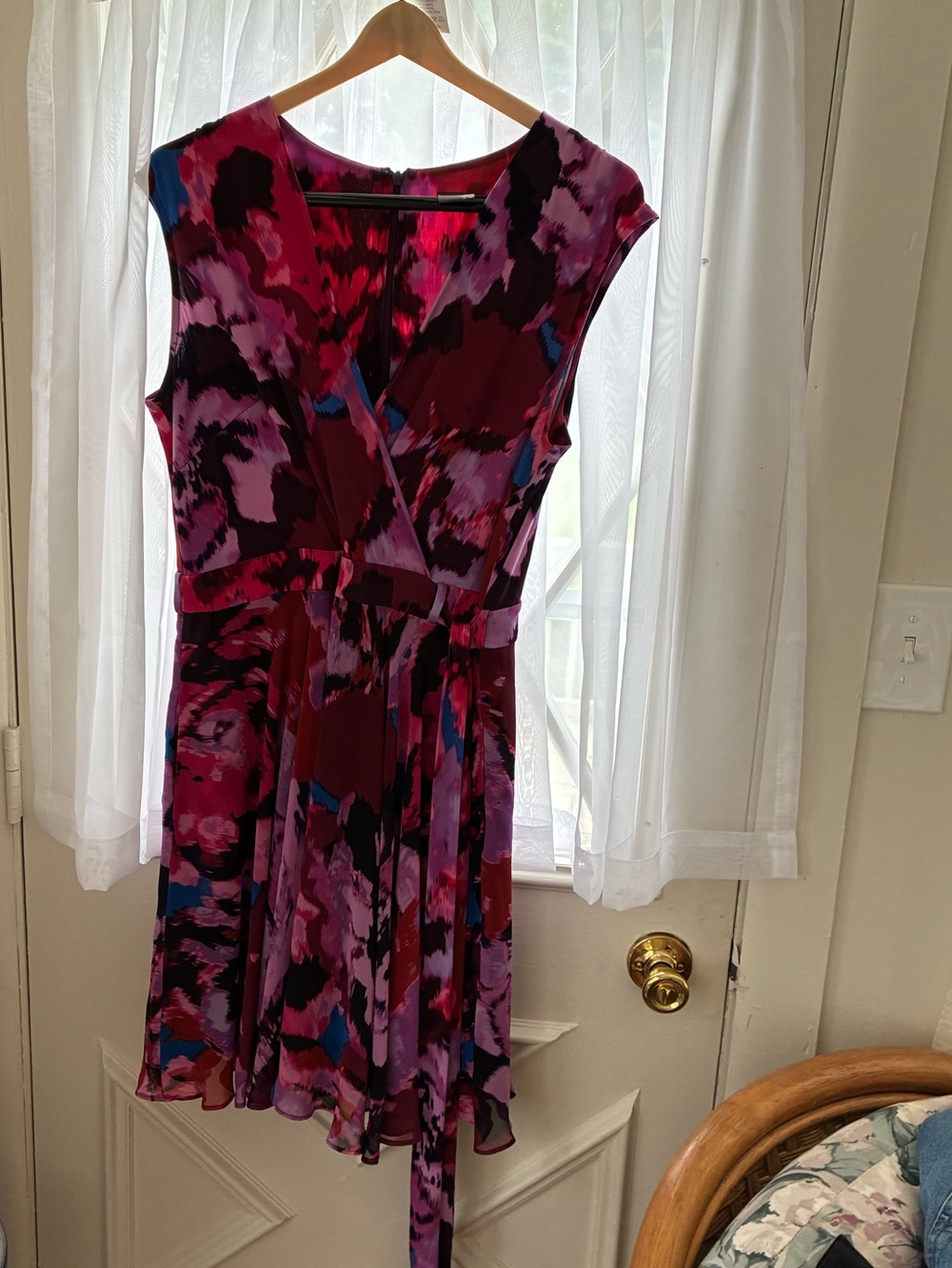 Taylor Floral Wrap Dress in Fuchsia, Purple & Blue size 12
